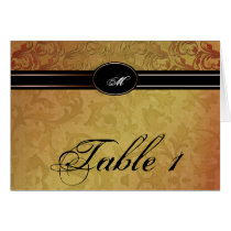 Fall Regency Wedding Table Number Card
