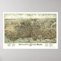 Fall River, MA Panoramic Map - 1877 Print