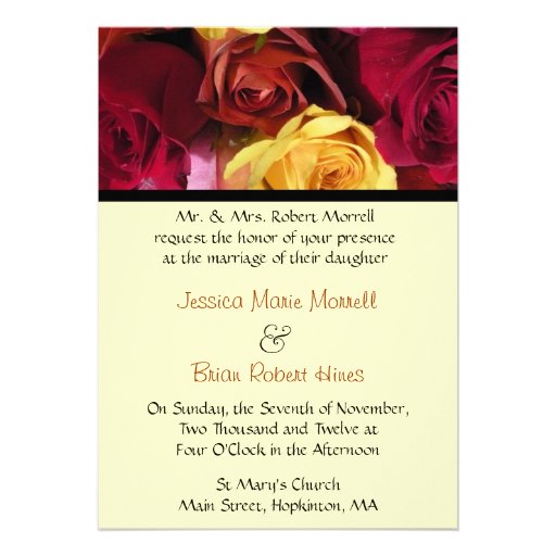 Fall Rose Floral Wedding Invitation