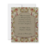 Fall Rose Pattern with Taupe Text Frame Announcements