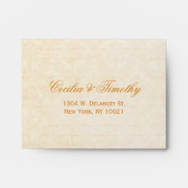 Fall Spice & Cream Damask Wedding RSVP Linen A2 envelopes