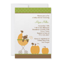 Fall Stroller Baby Shower Invitations