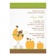 Fall Stroller Baby Shower Invitations