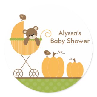 Fall Stroller Baby Shower Stickers sticker