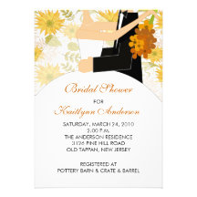 Fall Sunflower Bride Bridal Shower Invitation