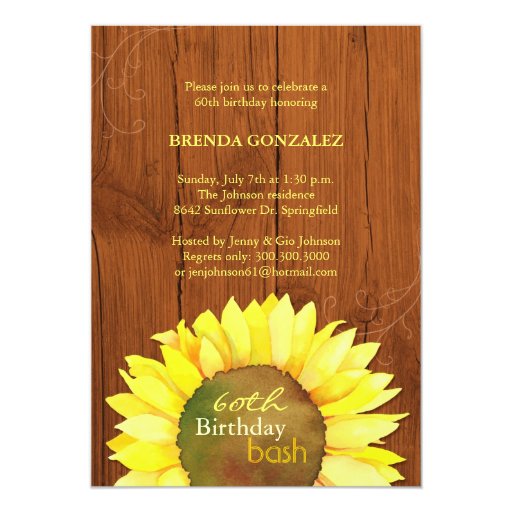 Fall Sunflowers 60th Birthday Party Card Zazzle