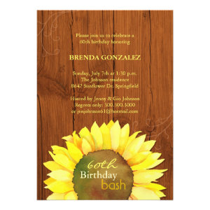 Fall Sunflowers 60th Birthday Party Invitations