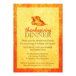 Fall Thanksgiving Dinner invitation
