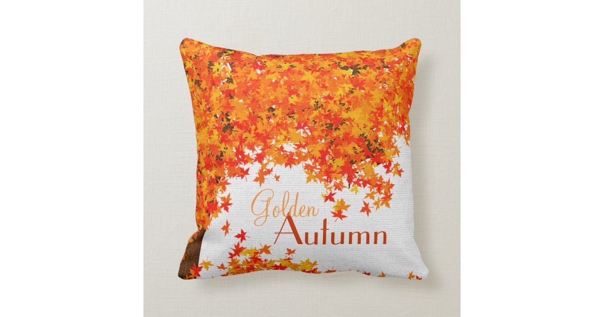 Fall Themed Throw Pillow Golden Autumn Home Decor Zazzle