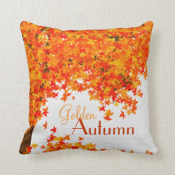 Fall Themed Throw Pillow -Golden Autumn Home Decor