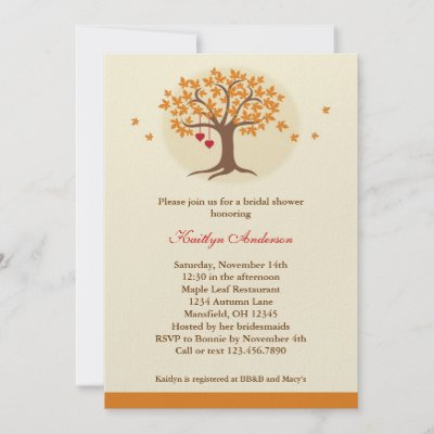Fall Tree Bridal Shower Invitation