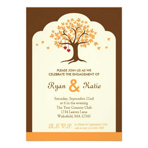 Fall Tree Engagement Party Invitation (front side)