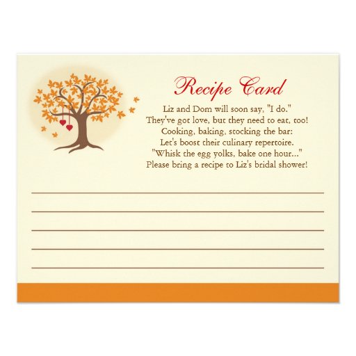 Fall Tree Recipe Card Invitation