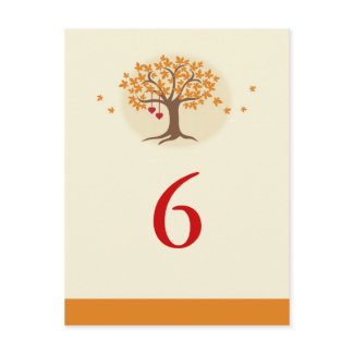 Fall Tree Table Number Card Postcards