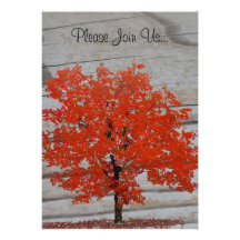 Fall Tree Wedding with Barnwood 2 Custom Announcements