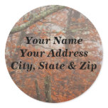 Fall trees, split rail fence round sticker