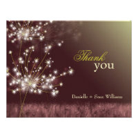 Fall Twilight Dandelion Wedding Thank You FlatCard Personalised Invitations