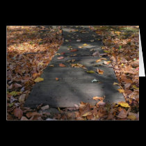Fall Walkway in Autumn Leaves cards
