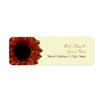 Fall Wedding Address Label - Orange Sunflower