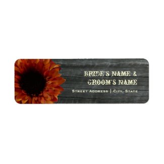 Fall Wedding Address Label - Sunflower & Barnwood label