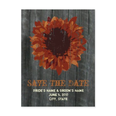 Fall Wedding Barnwood Save The Date Postcard