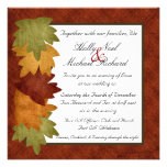 Fall wedding invitation leaves chic classic reds