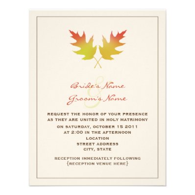 Fall Wedding Invitation - Oak Leaves