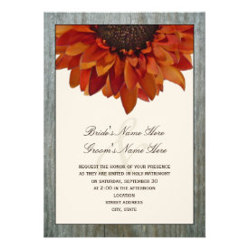 Fall Wedding Invitation - Sunflower & Barnwood