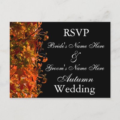 Fall Wedding Invitation Template Autumn Wedding Postcards