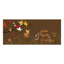 Fall wedding invitations/electric pink leaves