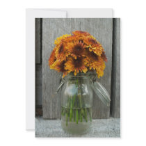 Fall Wedding Jar Of Flowers & Barnwood Personalized Invitation