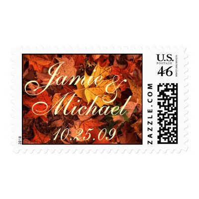 fall wedding postage stamp