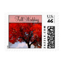 Fall Wedding  Red Leaf Tree Heart Cloud postage