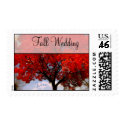 Fall Wedding  Red Leaf Tree Heart Love Cloud postage
