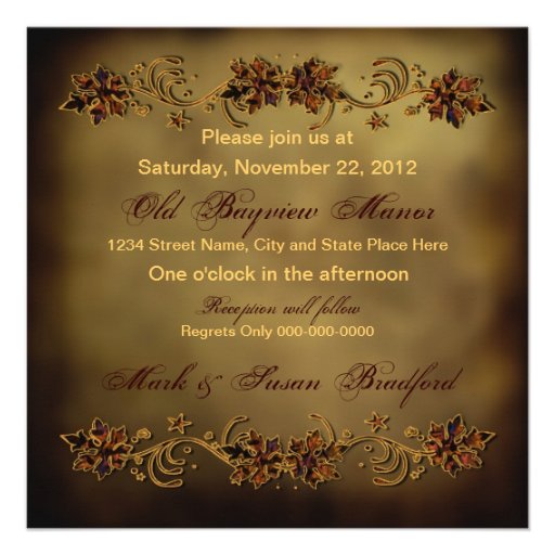 Fall Wedding Renewal Invitation Leaves