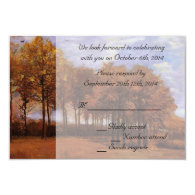 Fall wedding RSVP invitations.  Autumn Landscape Personalized Invite