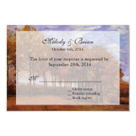 Fall wedding RSVP invitations.  Autumn Landscape Personalized Invitations