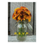 Fall Wedding RSVP: Mason Jar Flowers & Barnwood Custom Announcements