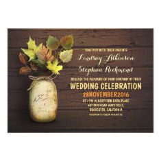 Fall wedding & rustic mason jar invitations