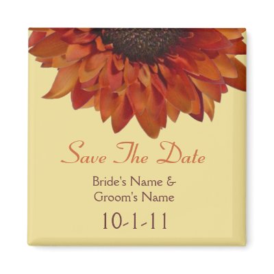 Fall Wedding Save The Date - Orange Sunflower Magnets