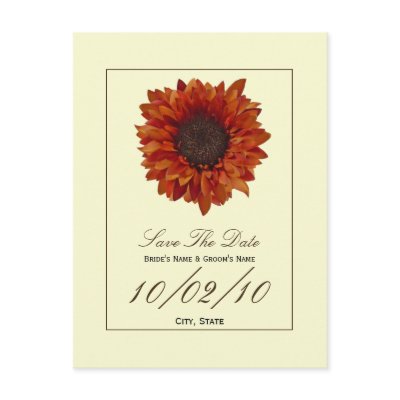 Fall Wedding Save The Date Postcard- Autumn Flower