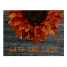 Fall Wedding Save The Date Sunflower Postcard