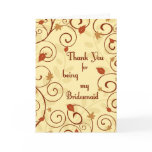 Fall Wedding Thank You Bridesmaid Card