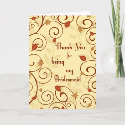 Fall Wedding Thank You Bridesmaid Card