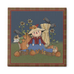 "Fall Welcome" Autumn Scarecrow Magnet