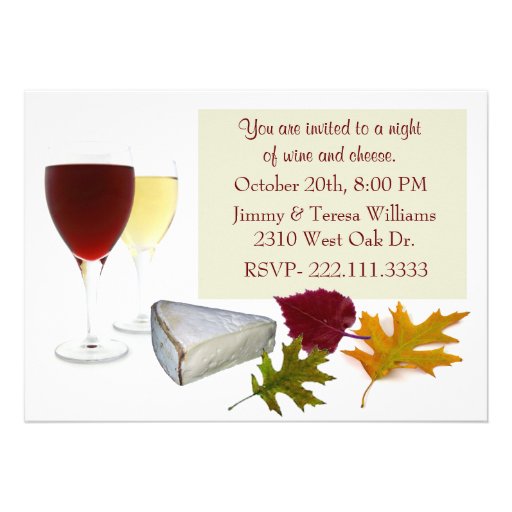Fall Wine and Cheese Party Invitation (front side)