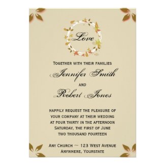 Fall Wreath Monogram Wedding Invitation