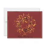 Fall Wreath on Cranberry Background Invitation