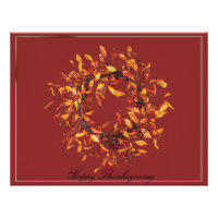 Fall Wreath on Cranberry Background Invitation