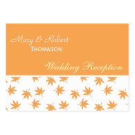Fall yellow leaves wedding reception detail business card templates
